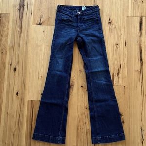 H&M Flare Jeans size 27 regular waist &denim tall long 33” inseam